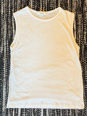 6397 Muscle Tank Top White Cotton Linen Size S